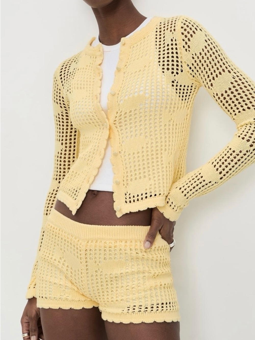 Bailey Rose Crochet Cardigan and Shorts